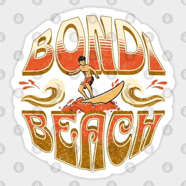 Bondi Beach, Sydney Australia Distressed Vintage Graphic Sticker by Speshly